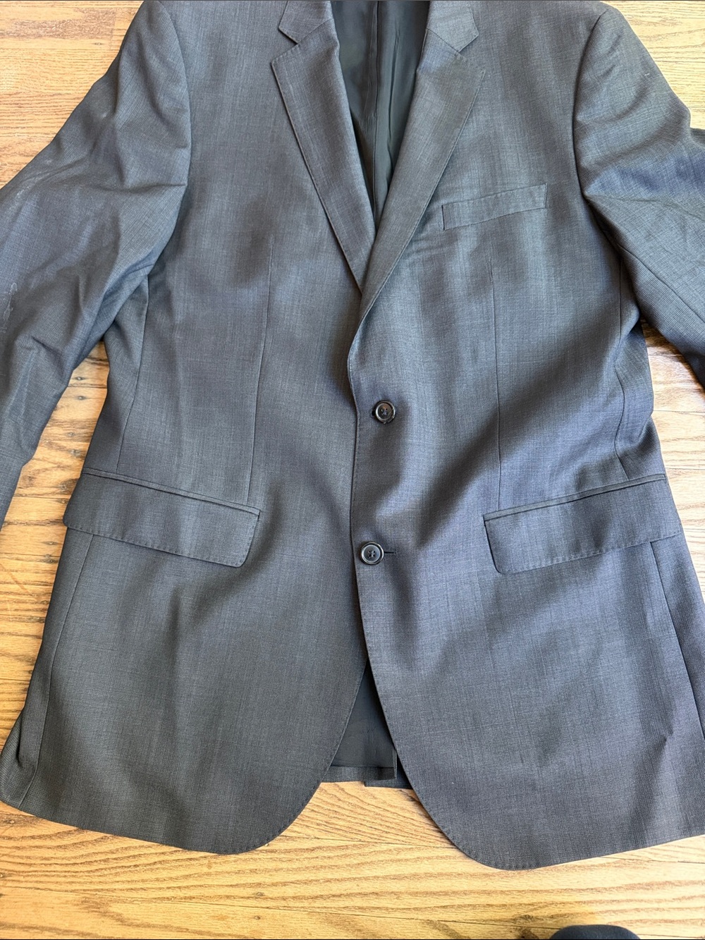 Hugo Boss Men's The Jam Dark wool Charcoal Two-Button Suit Blazer 42L EUC - Picture 8 of 11